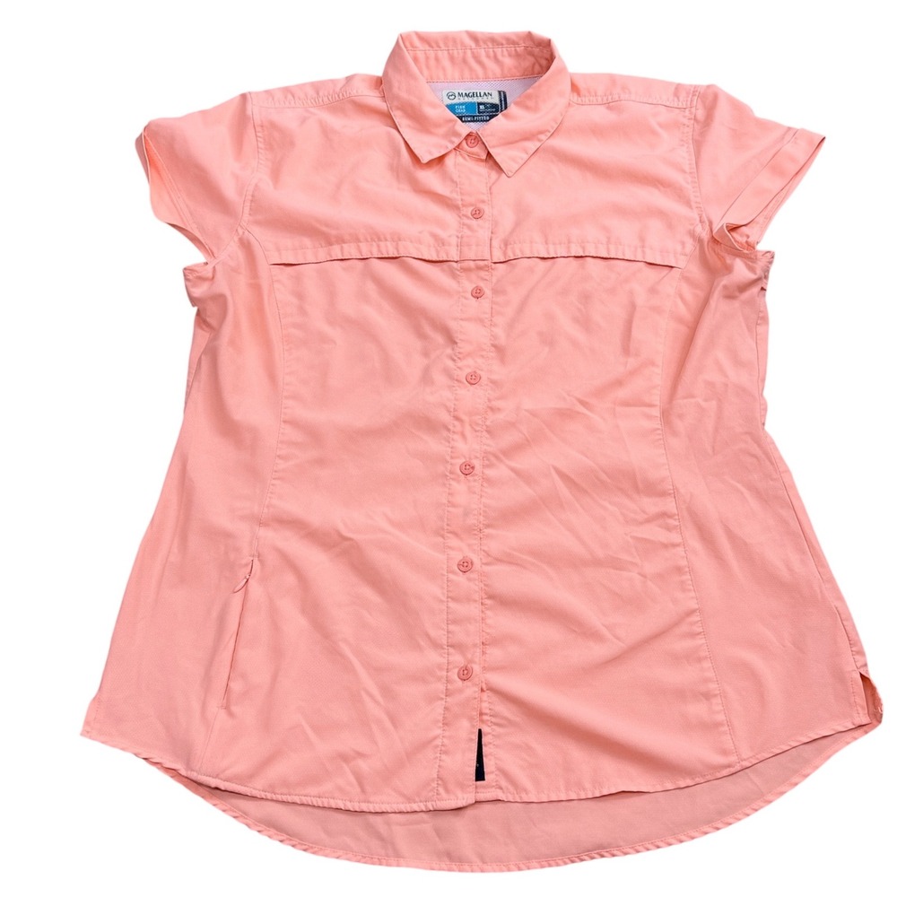 Magellan Outdoors Overcast Fish Gear Shirt Women XL Coral Beach Boat Hiking